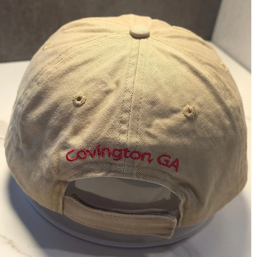 Ginn Jeep Covington GA Tan Baseball Cap Hat Adjustable Hook‎ Loop Strap